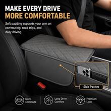 Car Center Armrest Box Protector Pad, PU Diamond Quilted Armrest Heightening Pad With Side Storage Pockets, Universal Car Armrest Cover, Fits Most Standard Armrest Boxes, Relieves Driving Elbow Fatigue - A - View 11