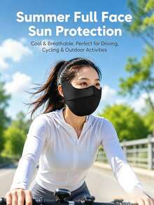 1pc Sun Protection Face Mask With Eye Protection Design, Lightweight, UV Protection, Multiple Ventilation Holes, Windproof And Dustproof, Suitable For Beach, Golf, Daily Commute And More - Black - View 1