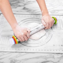 Adjustable Stainless Steel Dough Rolling Pin With 4 Thickness Rings And Scale Markings, Non-Stick Dough Roller, Suitable For Baking Cookies, Pizza, Pie, Pasta And Pastries - Multicolor - View 6