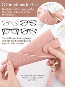 Portable Lychee Texture Eyeglass Case (With Detachable Wrist Strap And Hook), Soft Scratch-Resistant Eyeglass Storage Bag, Unisex Hanging Fashion Glasses Storage Pouch, Suitable For Travel And Daily Commute - Multicolor - View 4