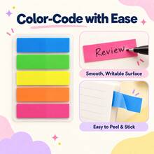 10-Pack Colorful PET Index Tabs Sticky Notes, 1000 Sheets Multi-Shape Writable Waterproof Bookmark Stickers, Removable Strong Adhesive Page Markers, Student Study Notes Office Supplies - one-size - View 7
