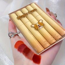 5pcs/set Matte Velvet Lip Gloss In Pvc Box, Long Lasting & Not Easily Fading Lipstick For Students - 5pcs/set - View 3