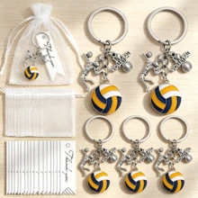 10 Sets Volleyball Theme Metal Keychains, (10 Keychains + 10 Cards + 10 Mesh Bags) Including Volleyball And "I Love Volleyball" Charms, Suitable For Cars, Backpacks, Etc., Can Be Used As Gifts For Athletes And Fans - Volleyball - View 4