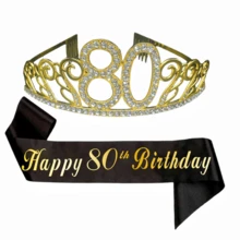 2pcs Set Birthday Crown For Women 16th 18th 21st 30th 40th 50th 60th 70th 80th Happy Birthday Party Decoration Gift - View 17