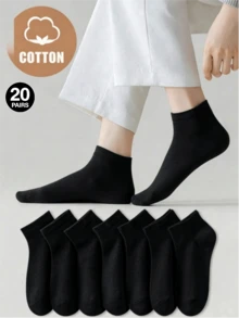 7 Pairs Women's And Men's Solid Color Spring/Autumn Simple Versatile Plus Size Fashion Ankle Socks 1/3/5/10/20pairs - Multicolor - View 8