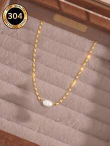 1pc Romantic Heart Pendant Stainless Steel Necklace For Women, Suitable For Daily Wear Or Vacation - Golden 1 - View 3