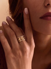 3pcs/Set Elegant & Exquisite Sweat-Proof & Waterproof Women's Rings, 18K Stainless Steel Fashionable Zirconia Rings, Suitable For Summer Wear, Size 6-10, Wedding Rings, Wedding Season Gift, Couple Jewelry, Best Gift For Girlfriend, Best Friend, Waterproof & Non-Fading, Long-Lasting Color - Multicolor - View 3