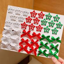 54pcs Christmas Holiday Hair Clips, Red White Green Star BB Clips, Satin Small Bow Bangs & Loose Hair Clips - Christmas Hair Clip - View 6