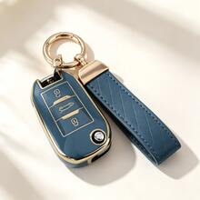 Soft TPU Key Cover, Compatible With Peugeot 3-Button Folding Key, Fits 208, 308, 408, C3 And C4 Models, Shockproof And Dustproof, Elegant High-Quality Key Protector, Suitable For Women - Big Keychain - View 3