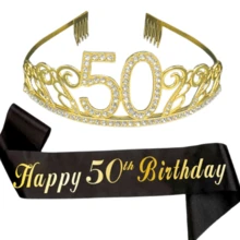 2pcs Set Birthday Crown For Women 16th 18th 21st 30th 40th 50th 60th 70th 80th Happy Birthday Party Decoration Gift - View 16