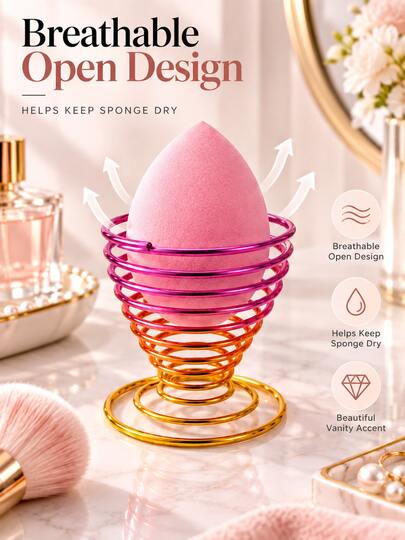 Multifunctional Makeup Sponge Storage Rack, Metal Material, Minimalist Fashion Design, Three-Layer Hollow Circular Shape, Stable Triangular Support Legs, Can Dry Makeup Sponges And Store Small Makeup Tools, Ideal Makeup Organizer Box, Suitable For Vanity, Bathroom And Various Makeup Storage Scenarios, Also Can Be Used As Jewelry Box, Makeup Bag, Makeup Brush Holder, Perfume Storage Box, Makeup Bag, Perfect Gift For Women, Christmas Gift, Great Gift Choice For Women, Also Ideal For Room Decoration.