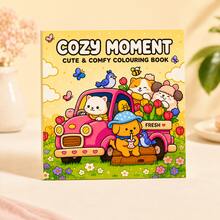 Cozy Leisure Time Coloring Book, 24 Pages Of Cute Little Animals Spring Theme Coloring Patterns, Kittens And Puppies Riding Together On Flower Cart, Bold Outlines Clear And Smooth, Suitable For Children's Leisure Hand Drawing, Adorable Animal Theme Fun Coloring Picture Book - Cozy Moments Coloring Book - View 7