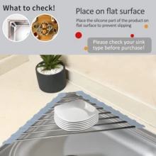 1pc Triangle Roll-Up Dish Drying Rack, Kitchen Sink Drainer, Corner Fit, Compact Foldable Multi-Function Kitchen Storage Rack - One Size Fits All - View 2