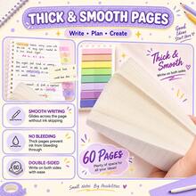 Juego de Bloc de Notas Espiral A6 con Hojas Sueltas Rayadas, 220 Piezas de Notas Adhesivas de Índice Coloridas Macaron, Planificador de Notas de Lectura, Lista de Tareas, Etiquetas de Clasificación, Estilo INS - Unitalla - Ver 3