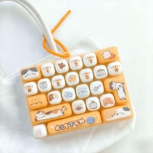 1/2pcs 26-Key Mini Keyboard Keychain, Silicone Material, Pressable Key Design, Cute Cartoon Decompression Gadget, Portable Pocket And Desktop Decoration Accessory, Fun Creative Office Gift - Multicolor - View 5