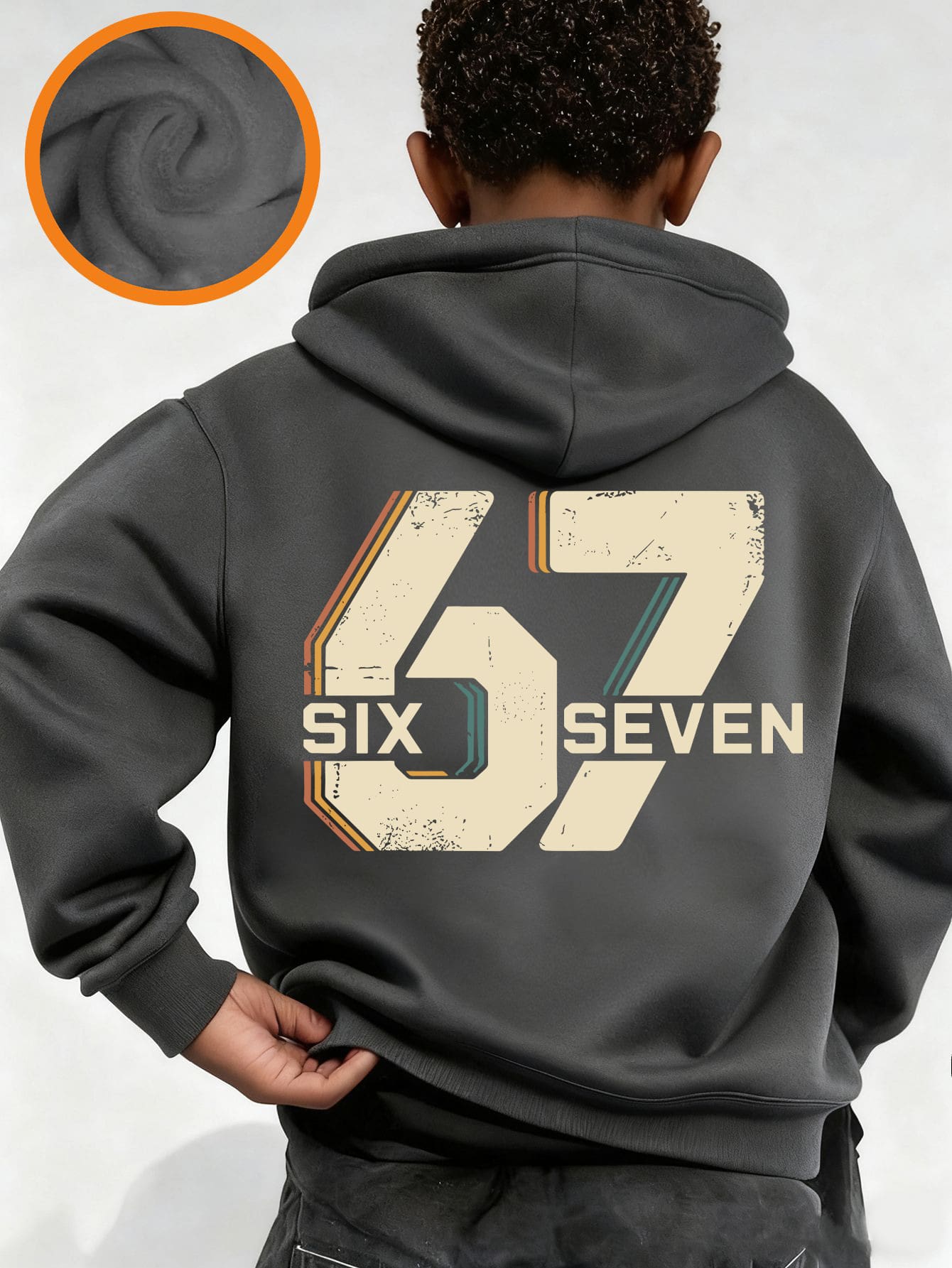 Tween Boy Fun Print Pullover Sweatshirt, Warm And Comfortable Thermal Lined Pullover Sweatshirt For Autumn/Winter - Dark Grey - View 1