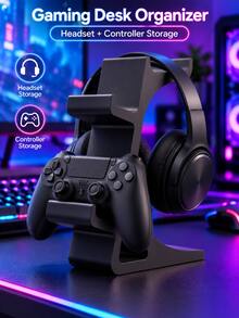 Estetika Desktop Minimalis: Dudukan Kontroler dan Headphone Terintegrasi, Kompatibel dengan Kontroler PlayStation/X1-BOX/S/Switch, Pengaturan Gaming yang Imersif; Rak Display Gamer Profesional, Kapasitas Beban yang Kuat, Anti-Terbalik - MultiWarna - View 7