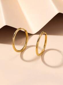 1 Pair Of Classic And Simple Stainless Steel Round Children's Earrings, Suitable For Daily Casual Decoration And Various Occasions. - Multicolor - View 12