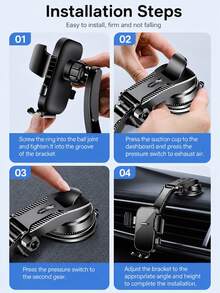 Car Phone Mount, Auto Lock Suction Cup Holder, 360° Rotatable Dashboard Windshield Navigation Bracket Compatible With Iphone - A - View 11