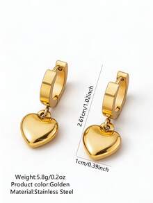 VceTd 1/2/3 piezas Conjunto de joyería de acero inoxidable estilo romántico de moda para mujer con cadena de clip de papel y colgante de corazón, adecuado para uso en citas de mujeres o regalo del Día de San Valentín - Amarillo Oro - Ver 9