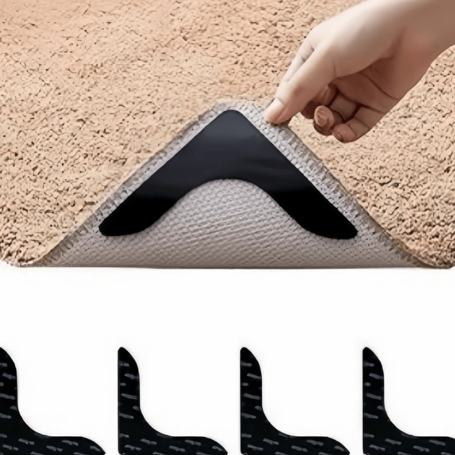 2pcs/4pcs/8pcs/16pc Rug Grippers, Reusable Anti‑Slip Carpet Stickers, Residue‑Free Double Sided Rug Tape, Keep Rugs From Sliding & Curling, For Hardwood Tile Floors - Multicolor - View 1