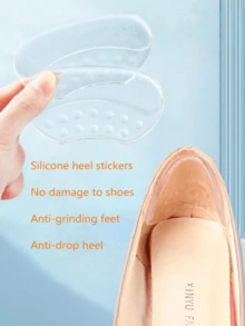 QKC Antiwear Heel Grips For Women's , Prevent Heel Slipping And Blister , Heel Cushion Pad For High Heels , In Between Sizes - Transparent - View 2