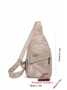 This Fashionable And Classic Multi-Functional Solid Color Retro PU Waterproof Multi-Layer Crossbody Bag Features Side Pocket Design And Multiple Zipper Pockets. The Rhombic Pattern Shoulder Strap Makes It Suitable For Travel And Shopping Occasions, And Can Also Be Used As A Chest Pack For Outdoor Sports. - Khaki - View 2