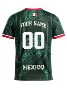 Men Custom Mexico El Tri Flag Print Soccer Jersey, Personalized Name Number Football Shirt Lightweight Fan Gear Training Casual Sports Gift - Dark Green - View 3