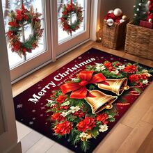 1pc Festive Red Flower Bell Welcome Doormat, Entryway Decor Mat, Small Rug, Welcome Mat, Carpet, Floor Mat, Outdoor Doormat, Kitchen Rug, Home Decor, Front Door Mat, Area Rug, Outdoor Mat, Home Decor, Area Carpet, Garden Rug - Multicolor - View 6