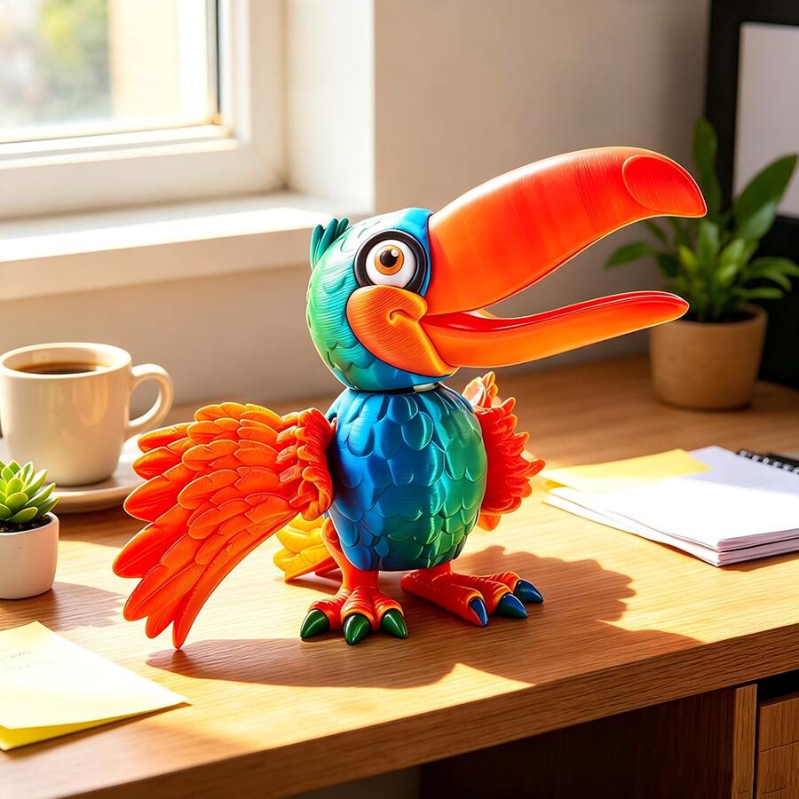 3D Printed Colorful Toucan Figurine, Movable Joint Bird Action Model, Vibrant Desktop Decor, Educational Animal Model For Home Office Decoration, Children's Collection Gift - Multicolor - View 1