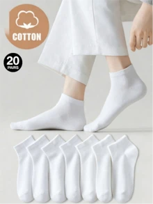 7 Pairs Women's And Men's Solid Color Spring/Autumn Simple Versatile Plus Size Fashion Ankle Socks 1/3/5/10/20pairs - Multicolor - View 14