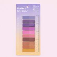 10-Color Gradient PET Fluorescent Index Tabs With Ruler, Transparent Hand-Writable Reading Note Marker Classification Sticky Notes, Ins Style - one-size - View 8