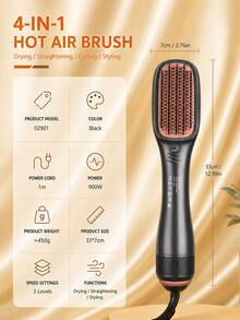 LEVIATECH 4-In-1 Hot Air Styling Brush, One-Step Heating Comb, Straight & Curly Hair Dual-Use Professional Blow Dry Styling Brush - UK Plug(220-240V) - View 2