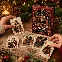 Christmas Magic Playing Cards,54 Cards,Card Game, Nutcracker Pattern Poker Cards, Xmas Holiday Themed Game Card Deck For Party Game - Burgundy - View 3