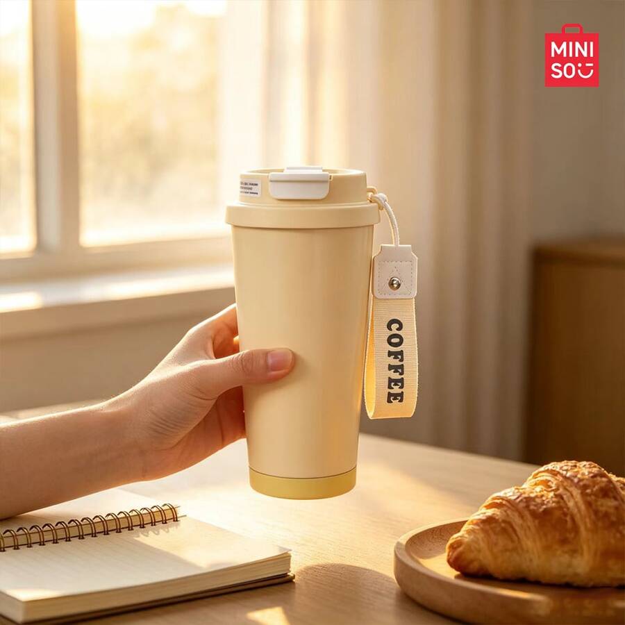 Miniso 1pc 380ml Mini Cup Officially Licensed Miffy Rabbit Water Cup, A Portable Leak-Proof Travel Thermos Cup, A Cute Cartoon Insulated Drinking Cup, Suitable For Students And Girls For Outdoor Daily Use - White - View 1