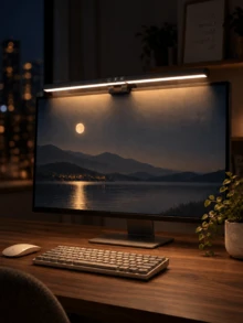 1pc LED Computer Screen Eye Protection Light Bar, Screen Clip Light, Monitor Hanging Light, Dimmable Eye Protection Fill Light, Anti-Glare Computer Light Suitable For Study And Work, USB Powered Screen Hanging Light - Black - View 9