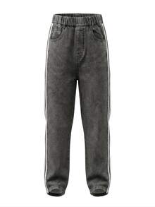 Boys' Denim Wide Leg Pants 2026 Spring/Autumn New Style Medium/Large Children's Personalized Denim Long Pants - Black - View 5
