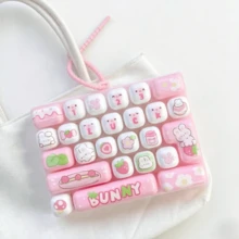 1/2pcs 26-Key Mini Keyboard Keychain, Silicone Material, Pressable Key Design, Cute Cartoon Decompression Gadget, Portable Pocket And Desktop Decoration Accessory, Fun Creative Office Gift - Multicolor - View 9