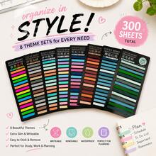 8 Sets 300pcs Colorful Transparent Sticky Note Index Tabs, Writable Waterproof Easy-Tear No-Residue Bookmark Stickers, Suitable For Student Reading Marking, Note Classification, Office Study And Planner - one-size - View 1