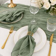 48 Pack Sage Green Cheesecloth Napkins,Gauze Dinner Napkins, Soft Wrinkled Washable Reusable Boho Rustic Cloth Napkins Bulk For Wedding, Party, Birthday, Thanksgiving, Banquet, Garden Party, Farmhouse Dining, Holiday Table Setting And Home Decor - Green - View 4