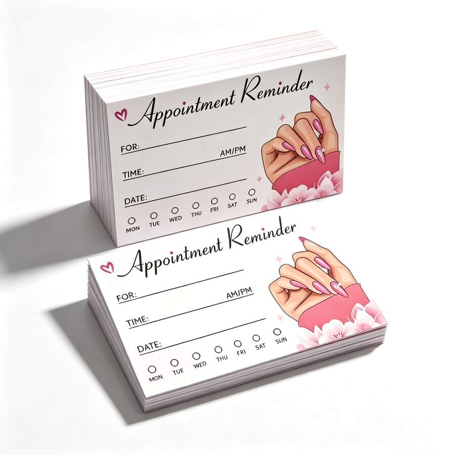 20/50Pcs Nail Salon Appointment Reminder Cards, Fill‑In Blank Paper Booking Reminder Note Cards For Beauty Salon Use - Sets - View 1