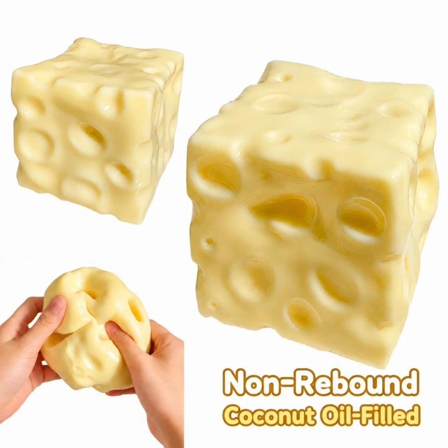 1 st Squeeze Cheese – extra stor mjuk ostkloss, skämtsam vuxengåva, jättestor stressboll, sensorisk stressavlastande leksak för vuxna – Sunny Days Entertainment - Multifärgad - Visa 1