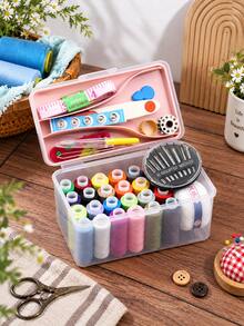 Portable Sewing Kit, Sewing Tool Box, Storage For Sewing Tools Including Needles, Thread, Scissors And Other Necessary Sewing Supplies, Suitable For DIY Clothing Making, Patch Repair, And Quick Mending. - Multi-color - View 2