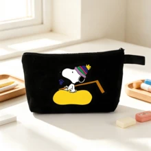 1PC Snoopy Cartoon Canvas Travel Organizer Bag, Multi-Functional Zippered Cosmetic Storage Bag With Handle, Large Capacity School Travel Bag, Perfect Holiday Birthday Gift - Multicolor - View 7
