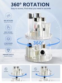 360° Rotating Makeup Organizer, Transparent Acrylic Cosmetic Storage Rack, Multi-Layer Vanity Storage Shelf, Large Capacity Storage Rack, Perfume And Skincare Display Stand, Transparent Beauty Organizer, Suitable For Vanity, Bathroom Countertop, Bedroom Home Decor, Multi-Layer Rotating Large Capacity Bedroom Room Perfume And Cosmetic Storage Box - Multiple Colors - View 4