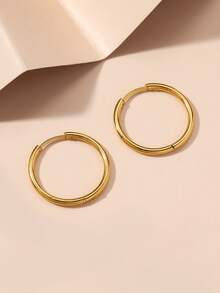 1 Pair Of Classic And Simple Stainless Steel Round Children's Earrings, Suitable For Daily Casual Decoration And Various Occasions. - Multicolor - View 4