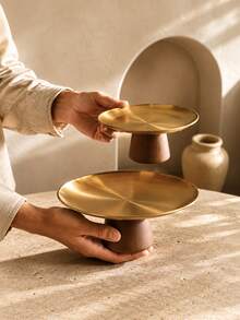 1 Set/3pcs, Tall Fruit Bowl/Cake Stand With Wooden Base, Milky White Color Suitable For Displaying Fruits, Pastries And Candies, Applicable For Parties And Holidays, Includes 1 Large, 1 Medium And 1 Small - Milky White - View 1