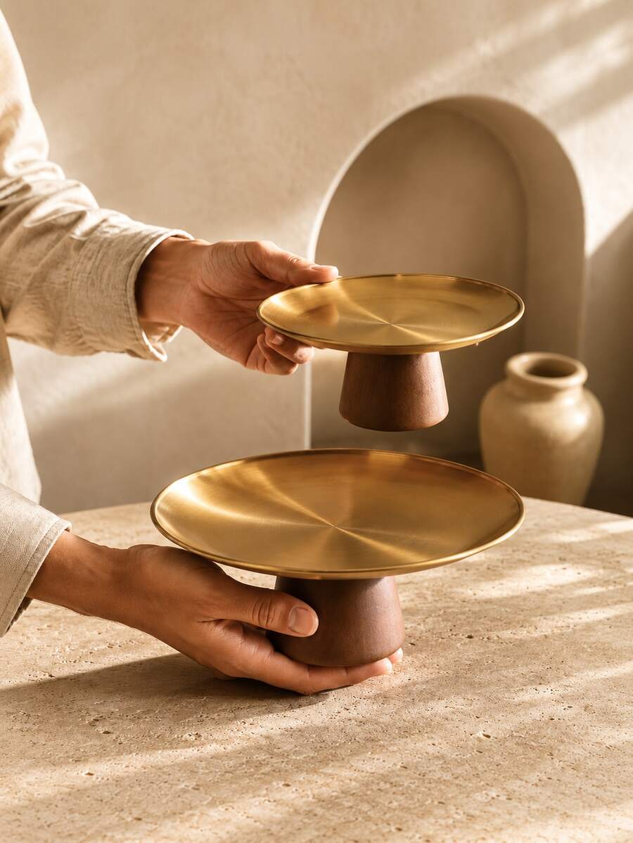 1 Set/3pcs, Tall Fruit Bowl/Cake Stand With Wooden Base, Milky White Color Suitable For Displaying Fruits, Pastries And Candies, Applicable For Parties And Holidays, Includes 1 Large, 1 Medium And 1 Small - Milky White - View 1