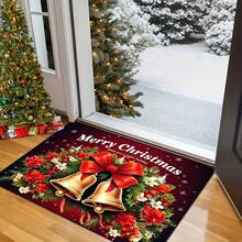 1pc Festive Red Flower Bell Welcome Doormat, Entryway Decor Mat, Small Rug, Welcome Mat, Carpet, Floor Mat, Outdoor Doormat, Kitchen Rug, Home Decor, Front Door Mat, Area Rug, Outdoor Mat, Home Decor, Area Carpet, Garden Rug - Multicolor - View 7