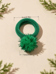 50pcs Random Style Pom Pom Hair Ties, Soft Elastic Hair Bands, Cute Holiday Decorative Accessories, Suitable For Daily Wear, Party, Gift, National Day Gift - Multicolor - View 6